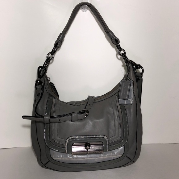 Coach Kristin Spectator Leather Grey Hobo Handbag - Picture 2 of 11